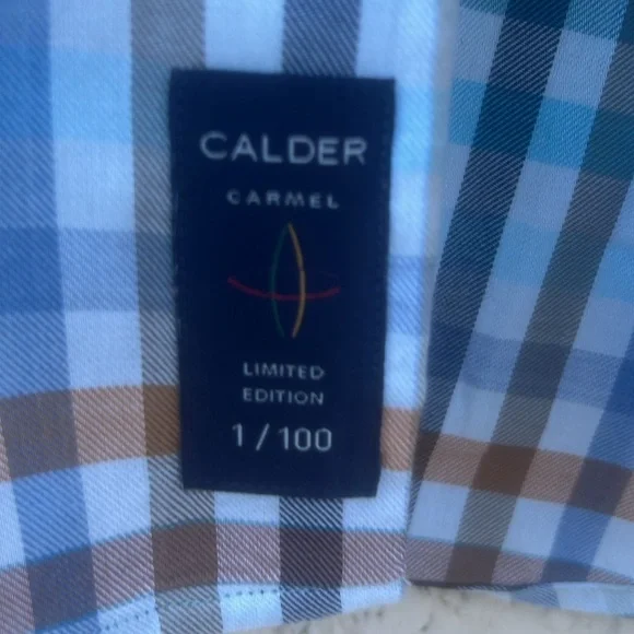 CALDER CARMEL Limited Edition Mens Blue Multi Plaid L/S Button Down Shirt Size L - Picture 5 of 8